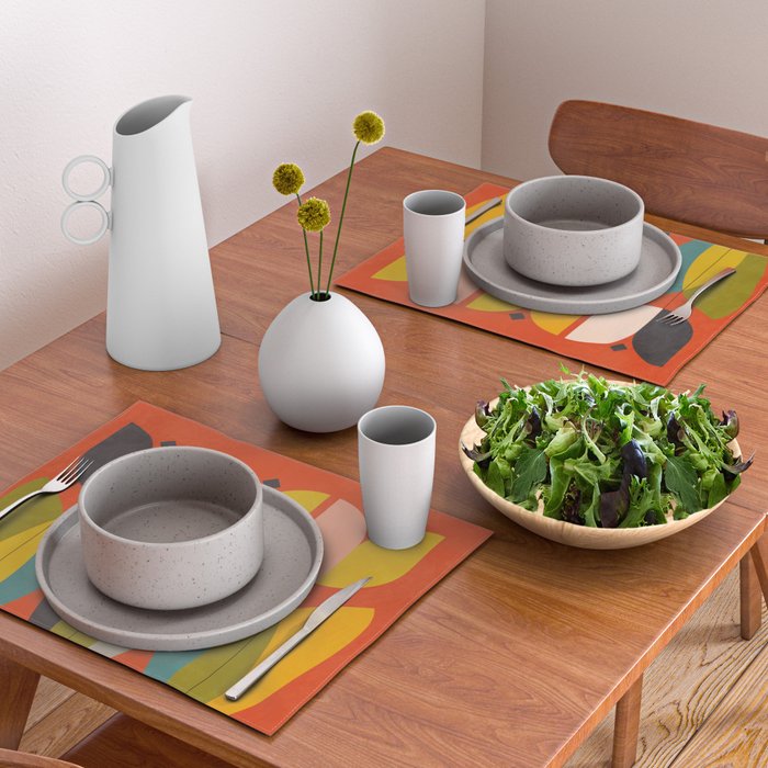 mid century bauhaus floral large 1 Placemat Gallery Image 2
