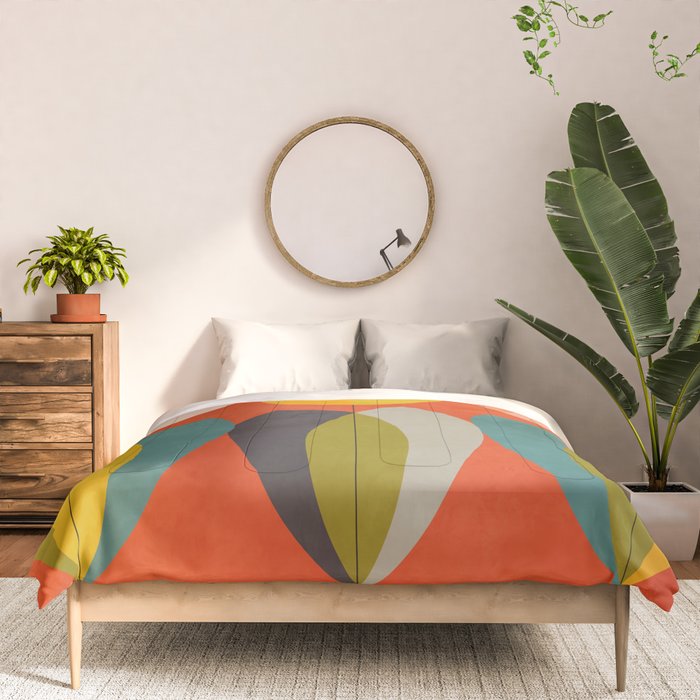 mid century bauhaus floral large 1 Comforter Gallery Image 3