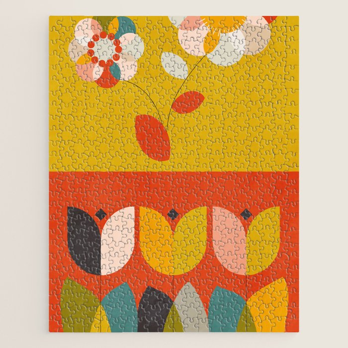 mid century bauhaus floral large 1 Jigsaw Puzzle Gallery Image 1