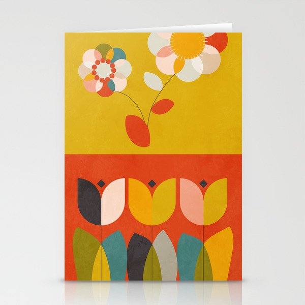 mid century bauhaus floral large 1 Stationery Card Gallery Image 2