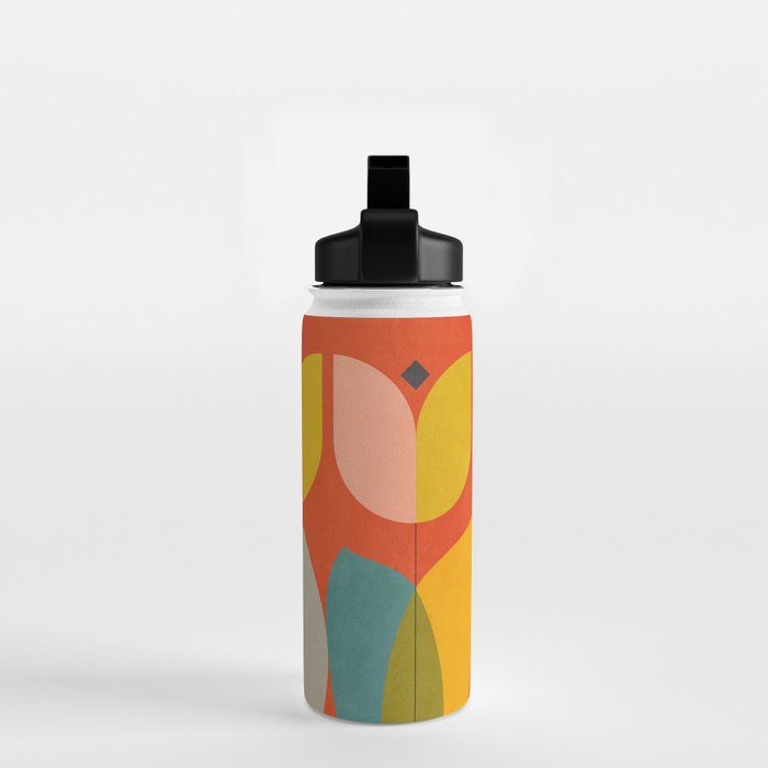 mid century bauhaus floral large 1 Water Bottle Gallery Image 2
