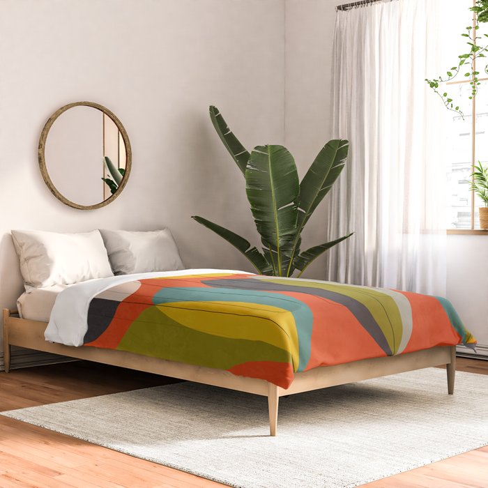 mid century bauhaus floral large 1 Comforter Gallery Image 2