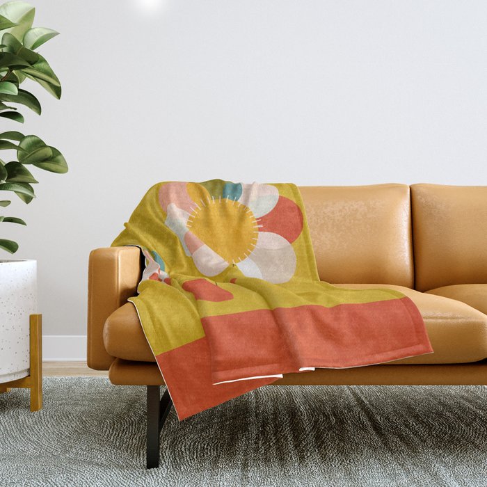 mid century bauhaus floral large 1 Throw Blanket Gallery Image 1