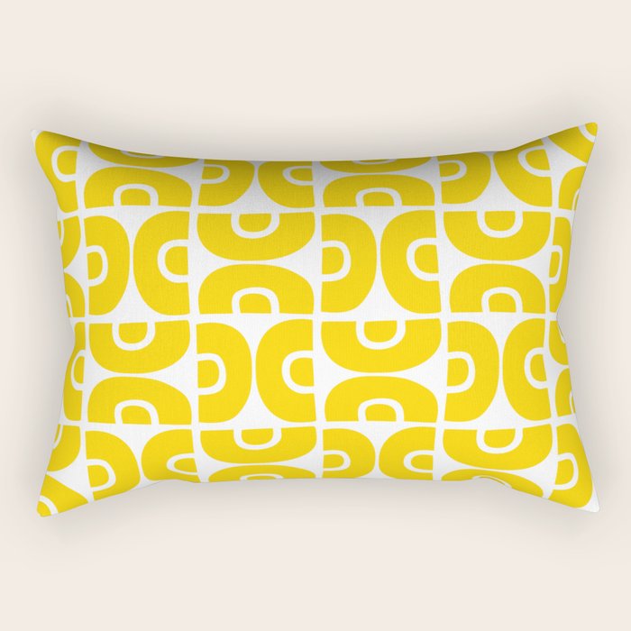 Mid Century Modern Pattern Yellow Rectangular Pillow Gallery Image 2