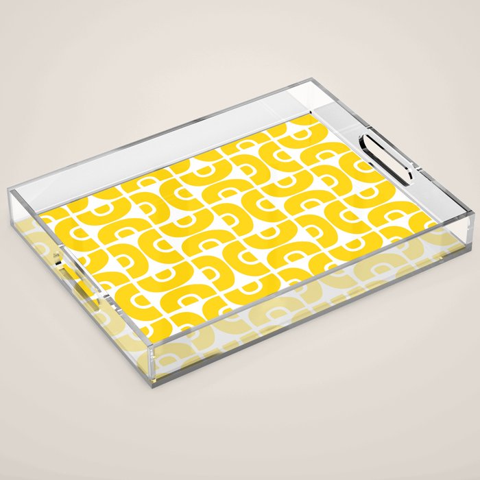 Mid Century Modern Pattern Yellow Acrylic Tray Gallery Image 1