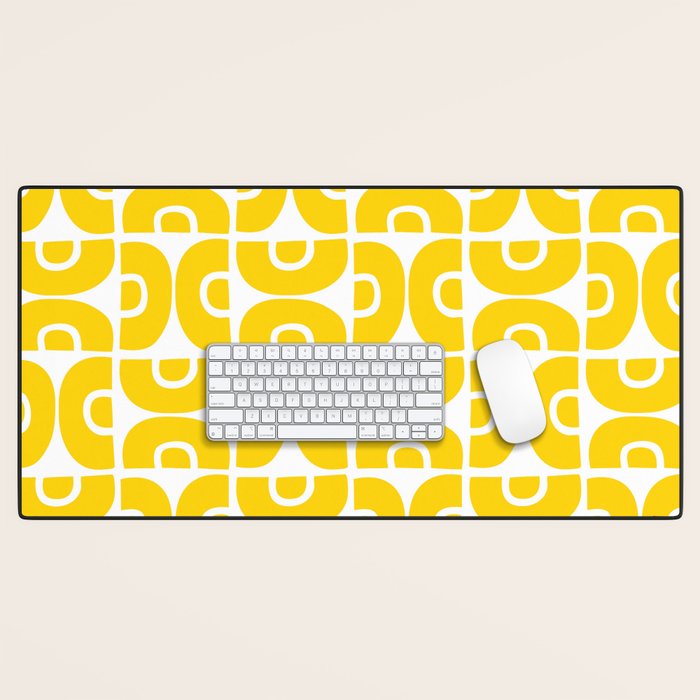 Mid Century Modern Pattern Yellow Desk Mat Gallery Image 1
