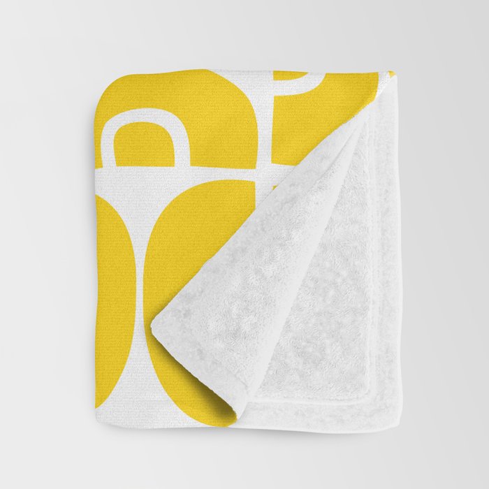 Mid Century Modern Pattern Yellow Throw Blanket Gallery Image 3