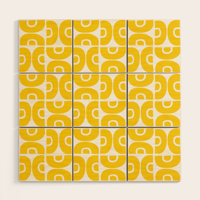 Mid Century Modern Pattern Yellow Wood Wall Art Gallery Image 1
