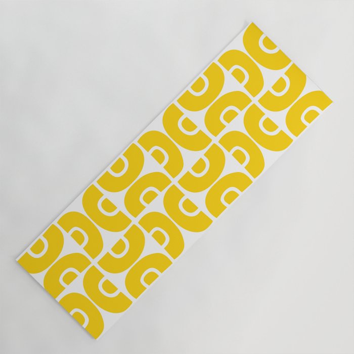 Mid Century Modern Pattern Yellow Yoga Mat Gallery Image 1