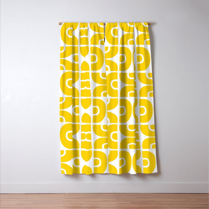 Mid Century Modern Pattern Yellow Window Curtain Gallery Image 3