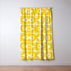 Mid Century Modern Pattern Yellow Window Curtain Gallery Image 3