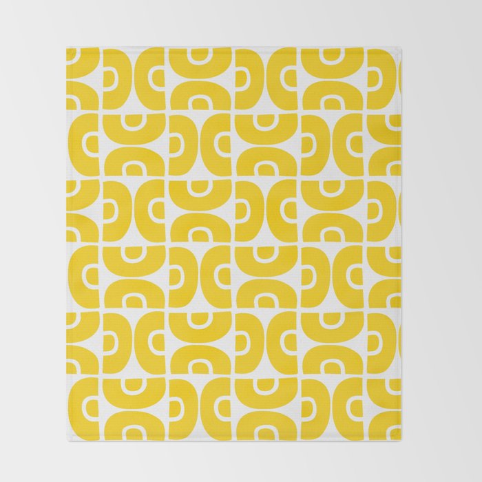 Mid Century Modern Pattern Yellow Throw Blanket Gallery Image 2