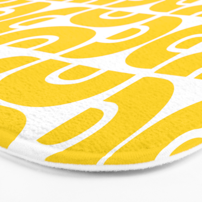 Mid Century Modern Pattern Yellow Bath Mat Gallery Image 3