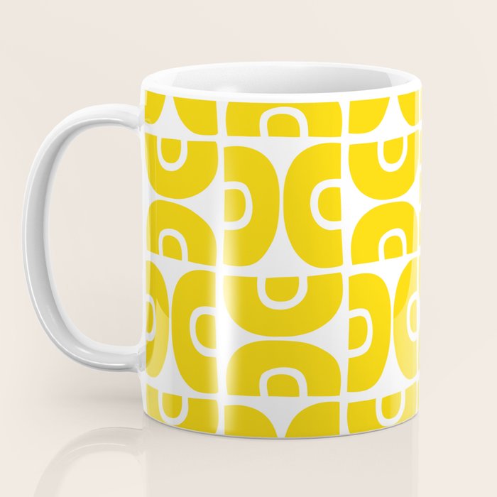 Mid Century Modern Pattern Yellow Coffee Mug Gallery Image 3
