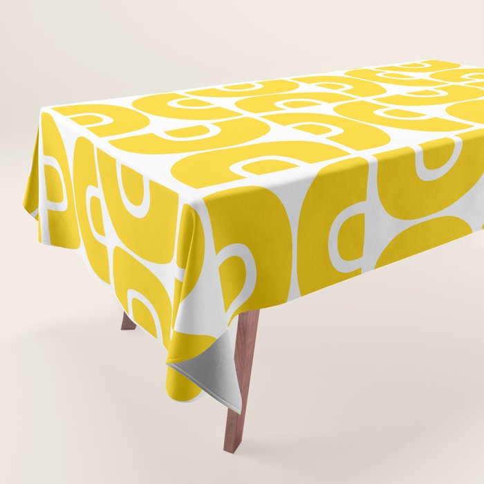 Mid Century Modern Pattern Yellow Tablecloth Gallery Image 1