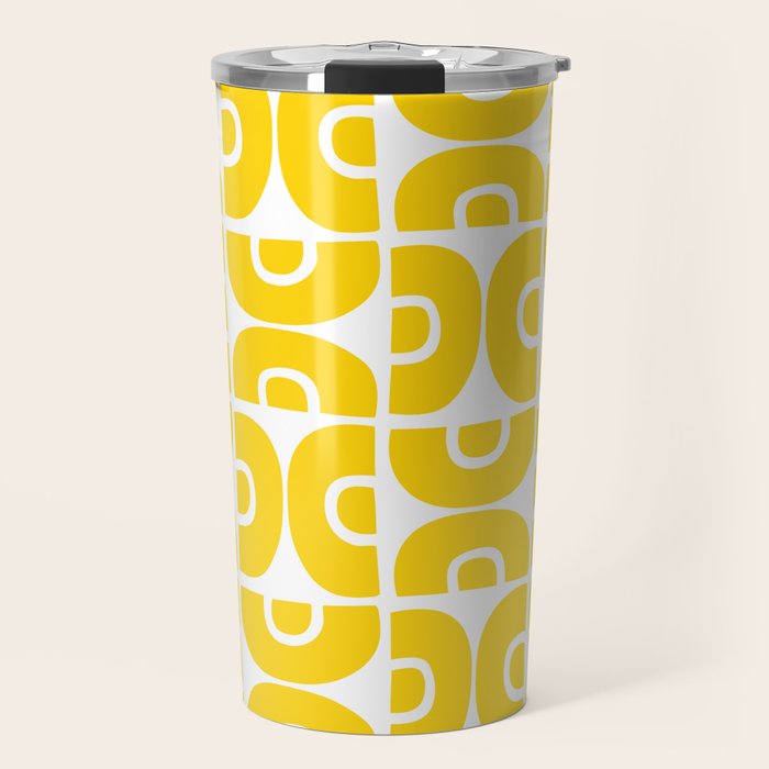 Mid Century Modern Pattern Yellow Travel Mug Gallery Image 1
