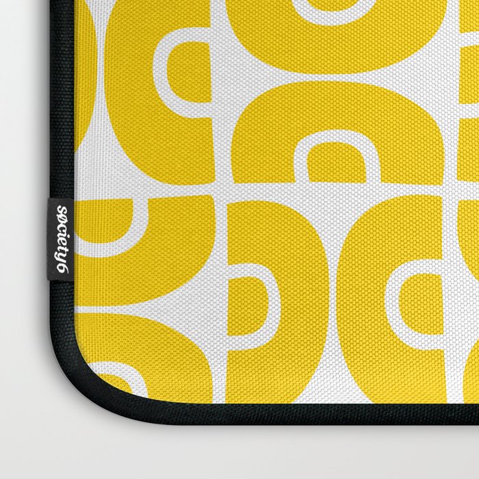 Mid Century Modern Pattern Yellow Laptop Sleeve Gallery Image 3