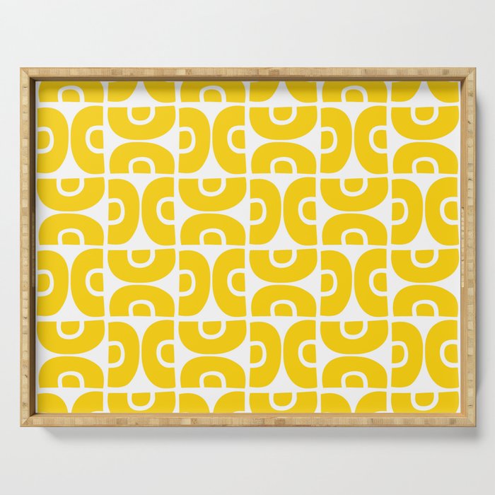 Mid Century Modern Pattern Yellow Serving Tray Gallery Image 1