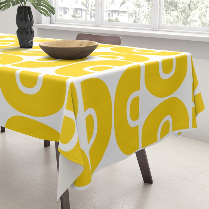 Mid Century Modern Pattern Yellow Tablecloth Gallery Image 3