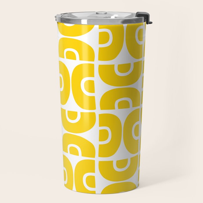 Mid Century Modern Pattern Yellow Travel Mug Gallery Image 2