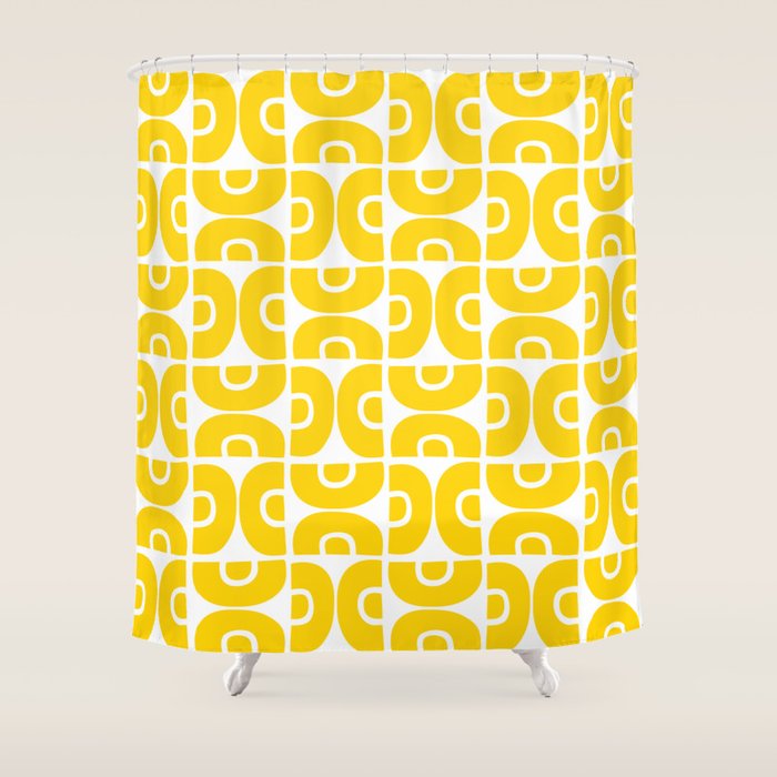 Mid Century Modern Pattern Yellow Shower Curtain Gallery Image 1
