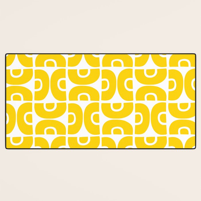 Mid Century Modern Pattern Yellow Desk Mat Gallery Image 3