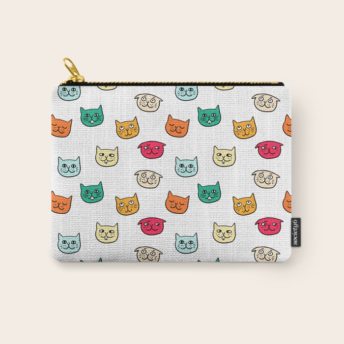 Cat heads in colors Carry All Pouch Gallery Image 1