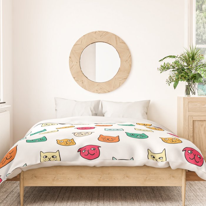 Cat heads in colors Duvet Cover Gallery Image 3