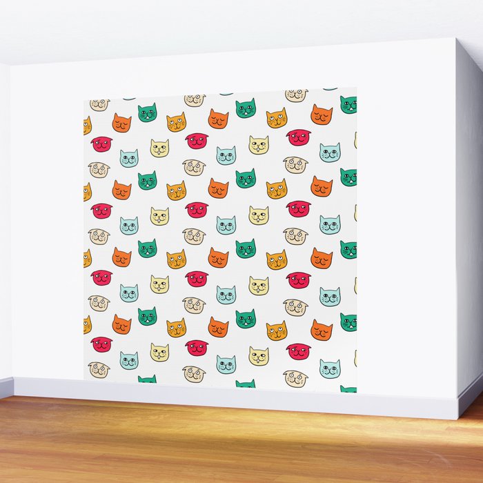 Cat heads in colors Wall Mural Gallery Image 2