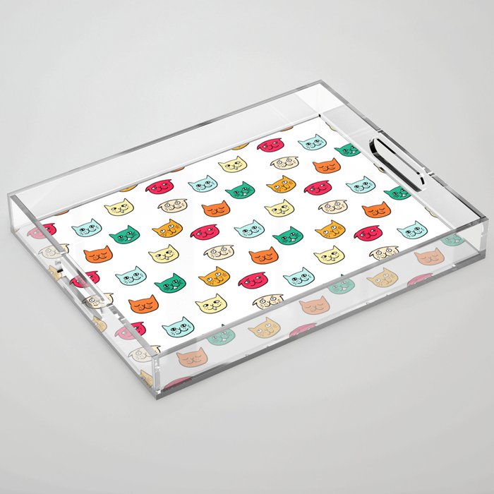 Cat heads in colors Acrylic Tray Gallery Image 1