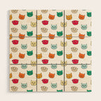 Cat heads in colors Wood Wall Art Gallery Image 1