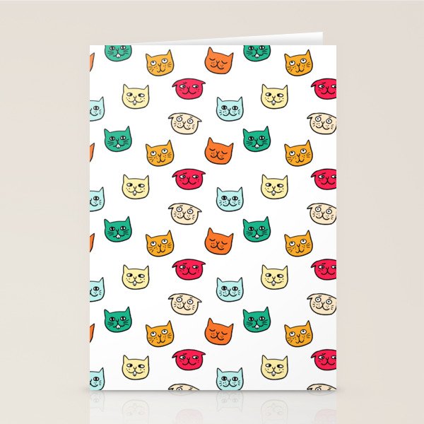 Cat heads in colors Stationery Card Gallery Image 1