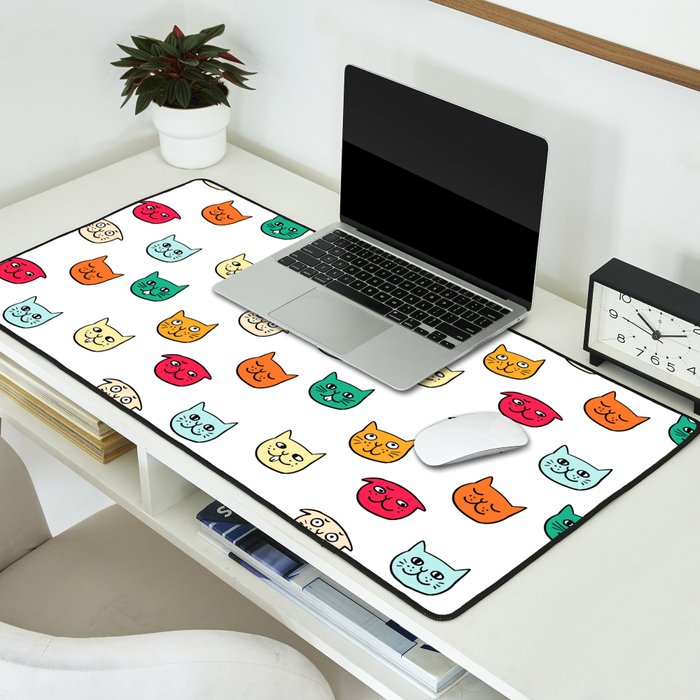 Cat heads in colors Desk Mat Gallery Image 2
