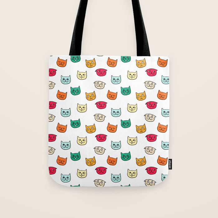 Cat heads in colors Tote Bag Gallery Image 1