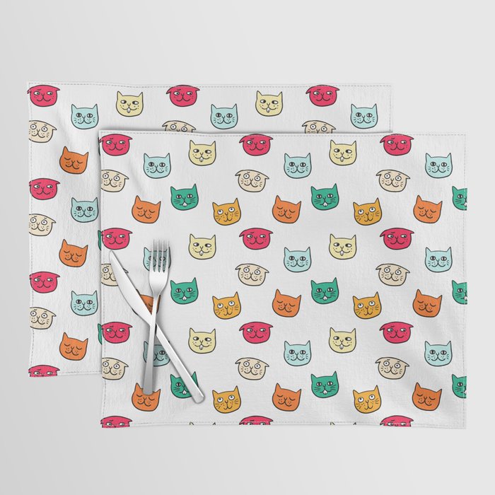 Cat heads in colors Placemat Gallery Image 1