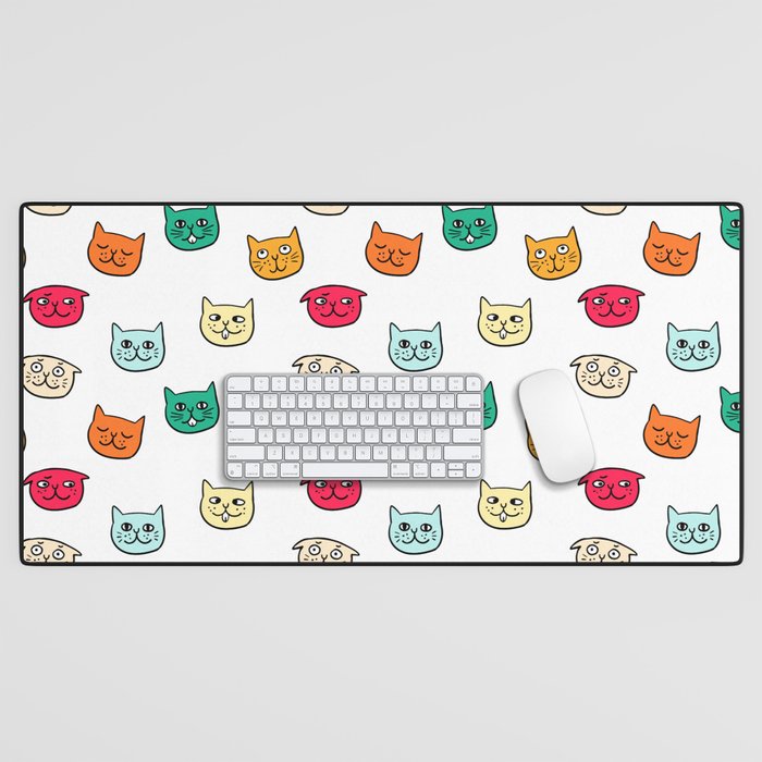 Cat heads in colors Desk Mat Gallery Image 1