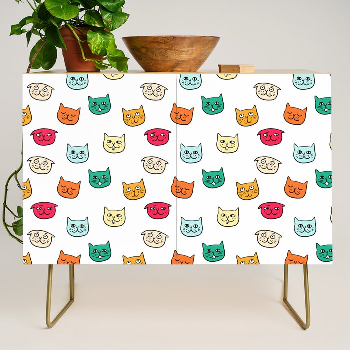 Cat heads in colors Credenza Gallery Image 1