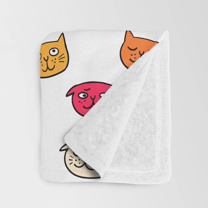 Cat heads in colors Throw Blanket Gallery Image 3