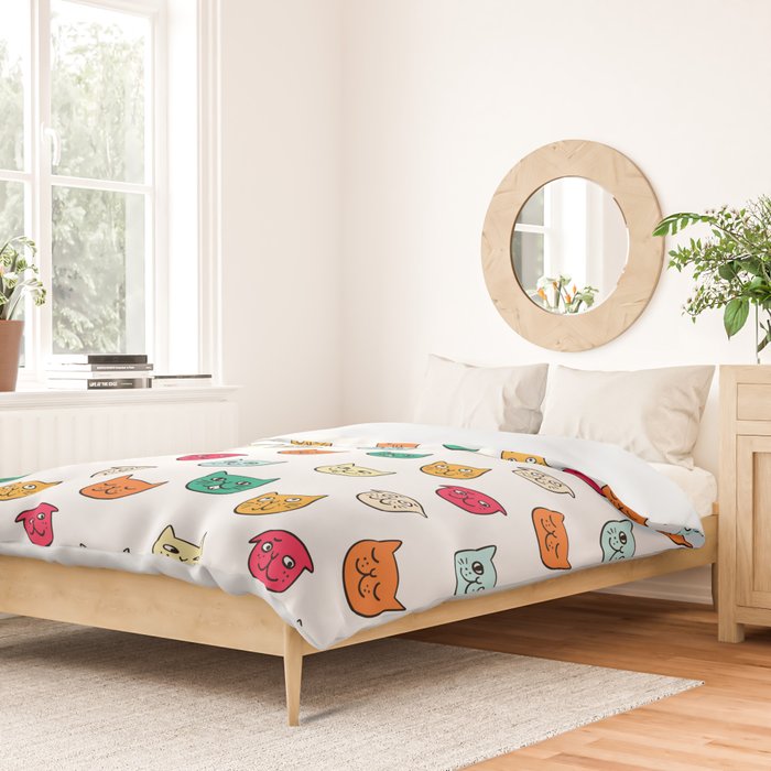 Cat heads in colors Duvet Cover Gallery Image 2