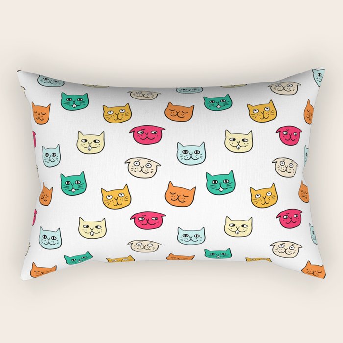 Cat heads in colors Rectangular Pillow Gallery Image 2