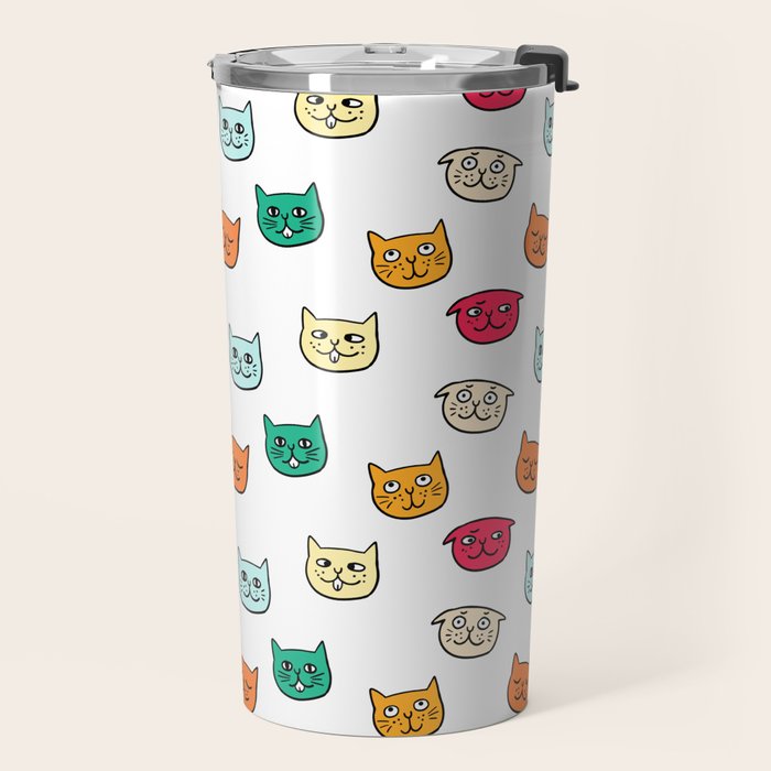 Cat heads in colors Travel Mug Gallery Image 2