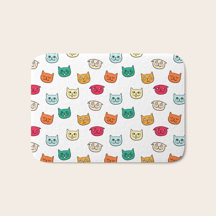 Cat heads in colors Bath Mat Gallery Image 1
