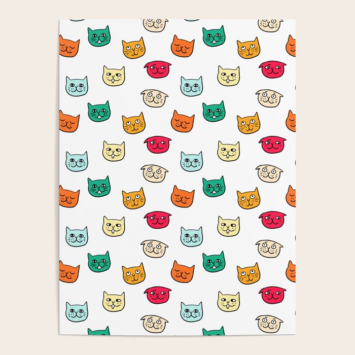 Cat heads in colors Poster Gallery Image 4