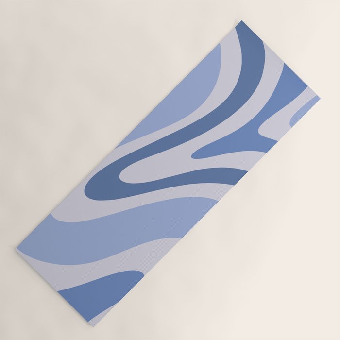 Retro Swirls Periwinkle Blue Abstract Yoga Mat Gallery Image 1