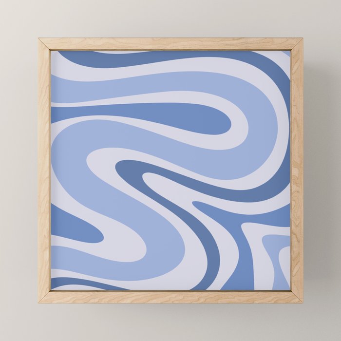 Retro Swirls Periwinkle Blue Abstract Mini Art Print Gallery Image 1