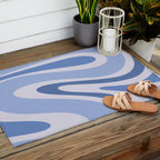 Retro Swirls Periwinkle Blue Abstract Outdoor Rug Gallery Image 2
