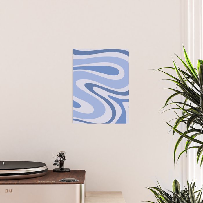 Retro Swirls Periwinkle Blue Abstract Poster Gallery Image 2