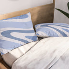 Retro Swirls Periwinkle Blue Abstract Pillow Sham Gallery Image 2