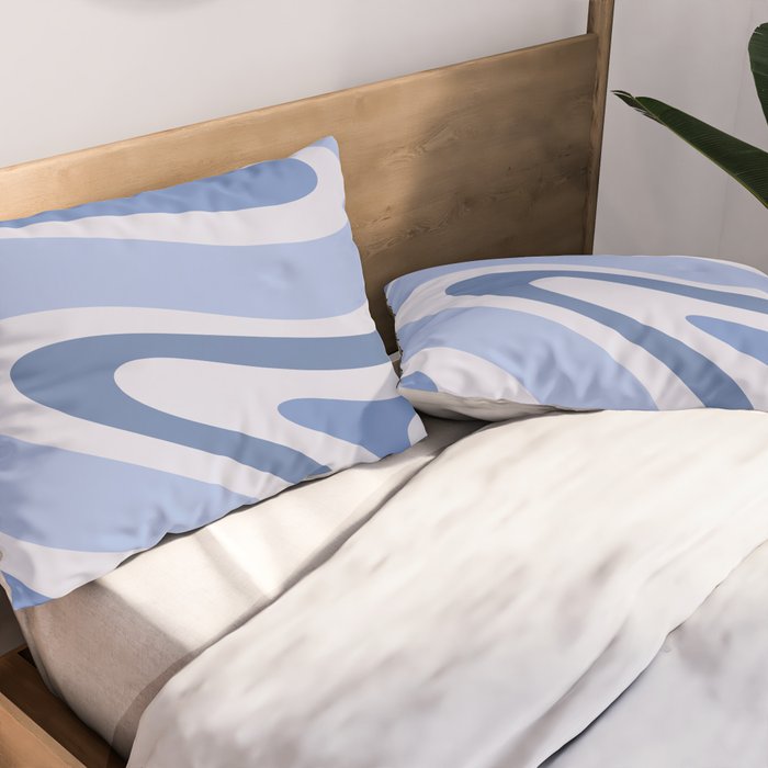 Retro Swirls Periwinkle Blue Abstract Pillow Sham Gallery Image 2