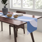 Retro Swirls Periwinkle Blue Abstract Table Runner Gallery Image 2